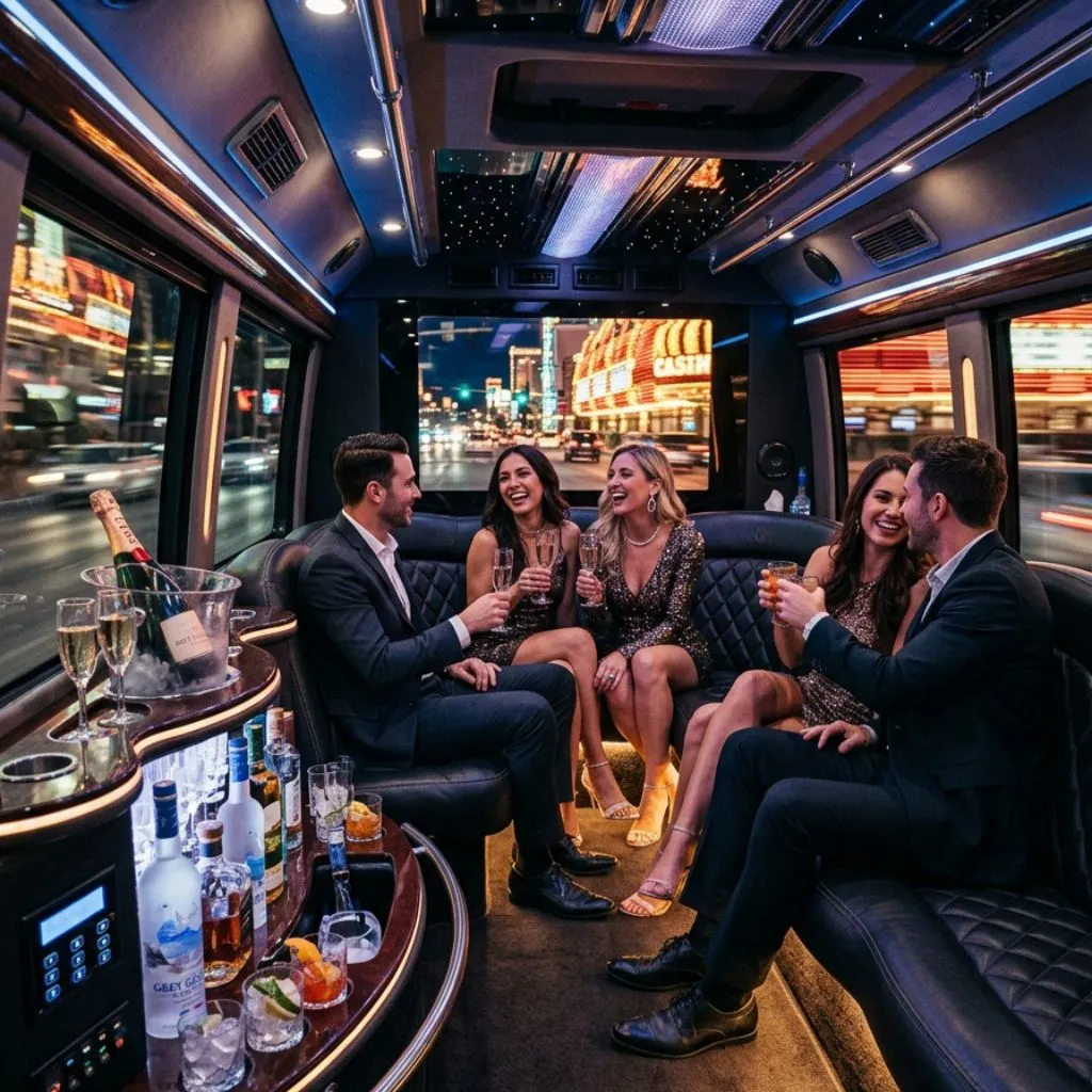 Casino limo service toronto luxury limo interior with VIP nightlife experience